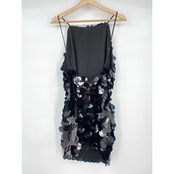 NBD | NWT Portra Mini Dress in Black Paillettes Party Disco Sequins M - Picture 4 of 16